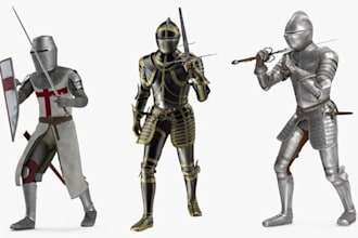 make 3d character armor cute figurine demon human anime model for game or film