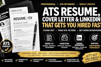 write ats resume, CV, cover letter and optimize linkedin to get you hired fast