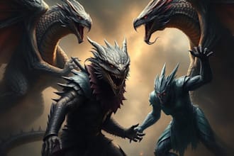 draw concept art for characters, dragons and monsters