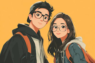 custom anime couple character art