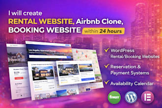 create rental website, airbnb clone, booking website within 24 hours