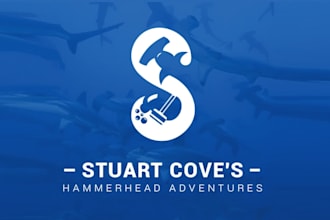 design unique scuba diving logo with great hammerheads