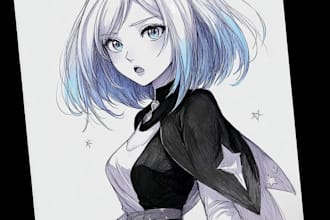 draw an anime character illustration for commercial use