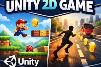 do mobile game development unity 2d game, platformer, endless runner custom game