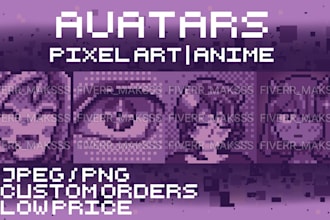 draw set of 2 to 4 avatars in pixel art style for 5 dollars
