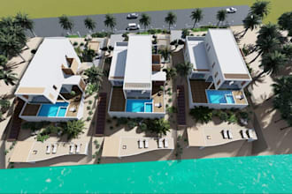 upgrade modern luxury beachfront villa in 3d, resort design concepts, cgi render