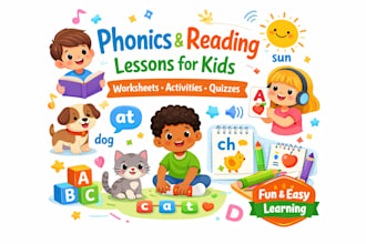 create reading and phonics lesson plans activities worksheet quiz paper for kids