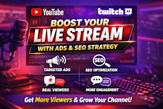 promote your youtube or twitch live stream using ads and SEO strategy
