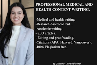 write professional health, medical and nutrition articles