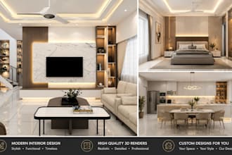 design realistic 3d interior rendering for your space