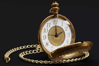 make gold albert chain, design pocket watch chain, 3d modern necklace, cad model