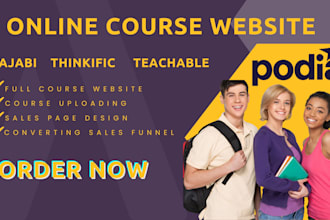 do online course website, kajabi, podia, thinkific website, sales page