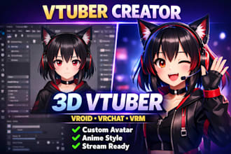 3d vtuber model, vroid avatar, vr chat character, vrm model