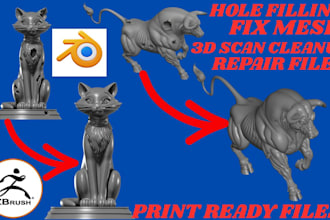modify, cut, repair, fix 3d model, stl file 3d scan cleanup blender for printing