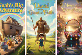 illustrate bible themed illustration, christian storybook illustration kid story