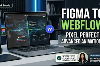 develop a premium figma to webflow website with advanced animations