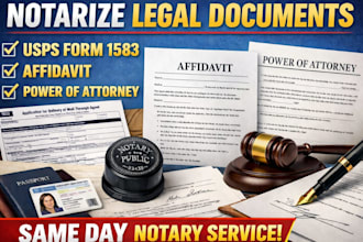 notarize legal documents usps form 1583 affidavit power of attorney same day