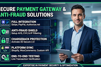 setup secure payment gateway, payment processor, and anti fraud solutions