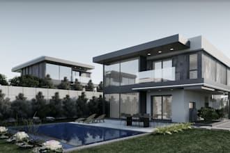 build external 3dmodel, high quality cgi render for uk realtor, vectorwork house