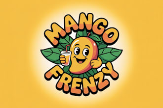 do woman mango drink lemonade juice mascot logo