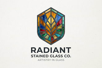 design a unique and artistic stained glass brand logo