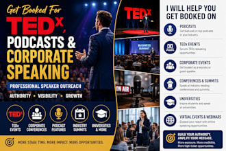 get booked on podcasts tedx conferences