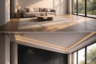 create realistic architectural material visualization and texture photomontage