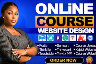 design or redesign online course website on kajabi, thrivecart or samcart, podia