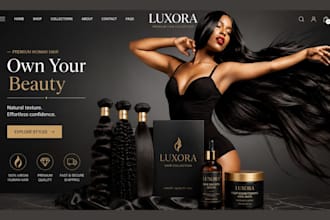 design shopify hair extension store, wig website, hair store, beauty store