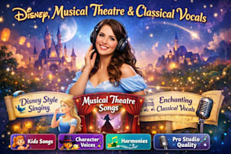 disney style female vocals, musical theatre, and kids songs