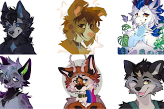 create cute furry headshot icon profile picture fursona character design