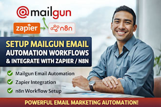 mailgun email automation workflows, integrate mailgun with zapier, n8n, make