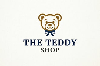 design a cute and adorable teddy shop logo