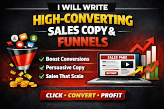 write sales copy and sales page copywriting for sales funnel
