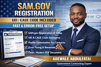 register your sam gov, uei, cage code for government contracts