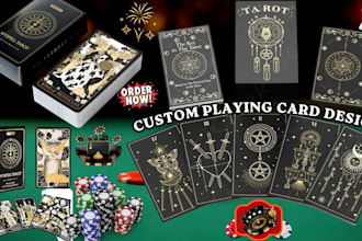 design tarot, zodiac, tcg, card game, playing card poker and board game with box
