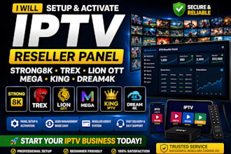 setup active ip tv reseller panel strong8k,trex ,lion ott, mega, king, dream4k