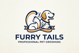 design a cute and professional pet grooming logo