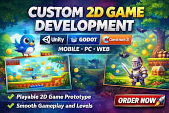 build a high quality 2d game using unity, godot, or construct 3 for you