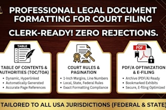 format your complex legal briefs, tables, and authorities for court