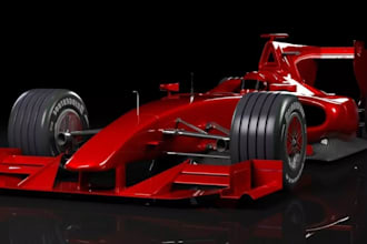 3d classic ferrari fi car design, interior gear shifter, front wing part cockpit