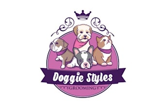 make doggie styles glamorous logo with of all dogs and cats