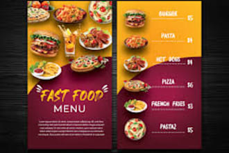 design a professional, appetizing restaurant menu