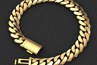 create diamond  jewelry, cuban link chain, bracelet, necklace design, stl print