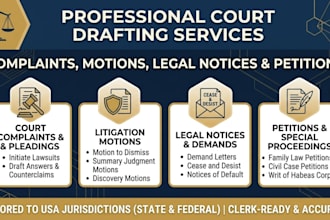 be your legal writer for complaints, motions, and legal discovery