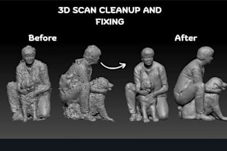 do 3d model scan cleanup, mesh fix stl repair uv unwrapping
