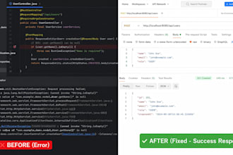 fix bugs in java spring boot application