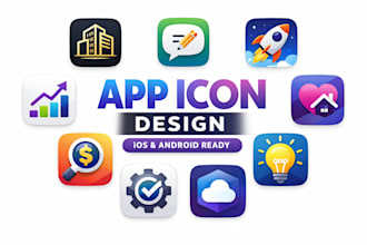 do mobile app logo icon design android ios custom modern icon favicon design