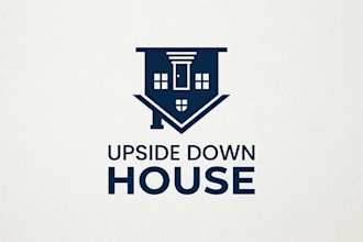 design a creative and unique upside down house logo