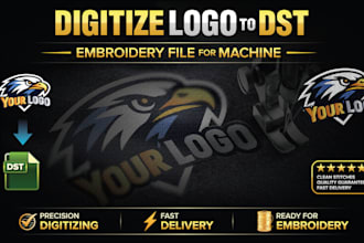 digitize logo to dst embroidery file for machine